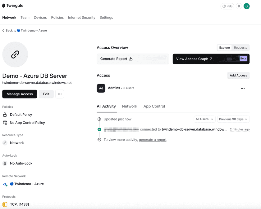 Successful Twingate Connection will show logs in the Admin Console