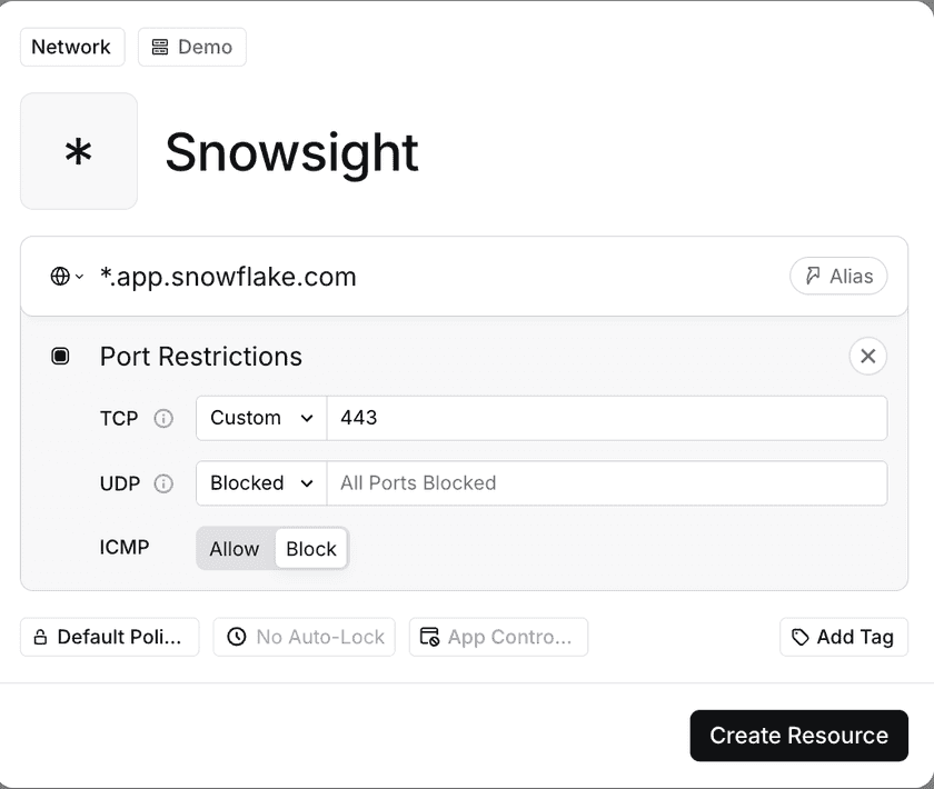 Twingate Resource for Snowsight
