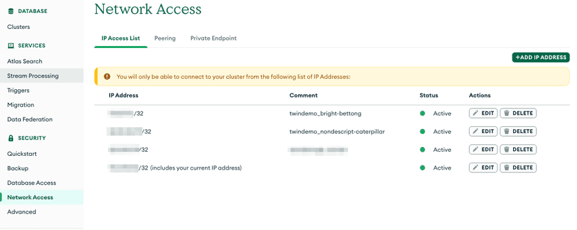 Add Connector IP Addresses to the Network Access List