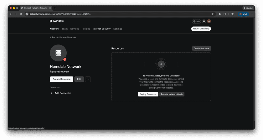 Selected Network Screen