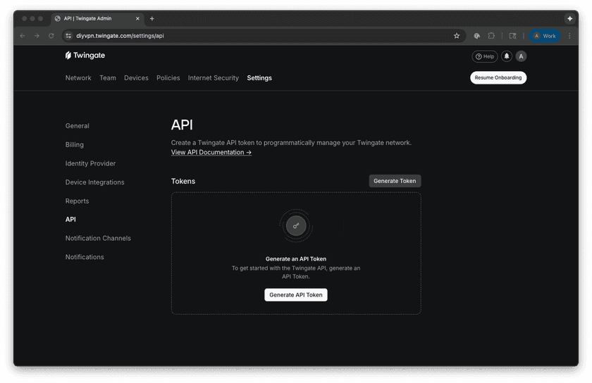 Navigate to API Settings