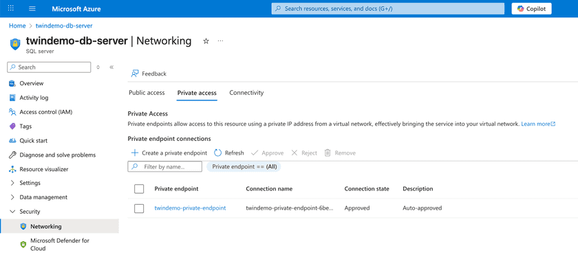 Ensure DB Server is using Private Endpoint