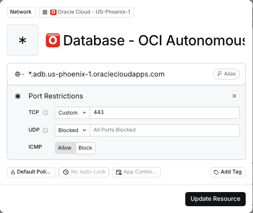 Twingate Resource for Autonomous Database