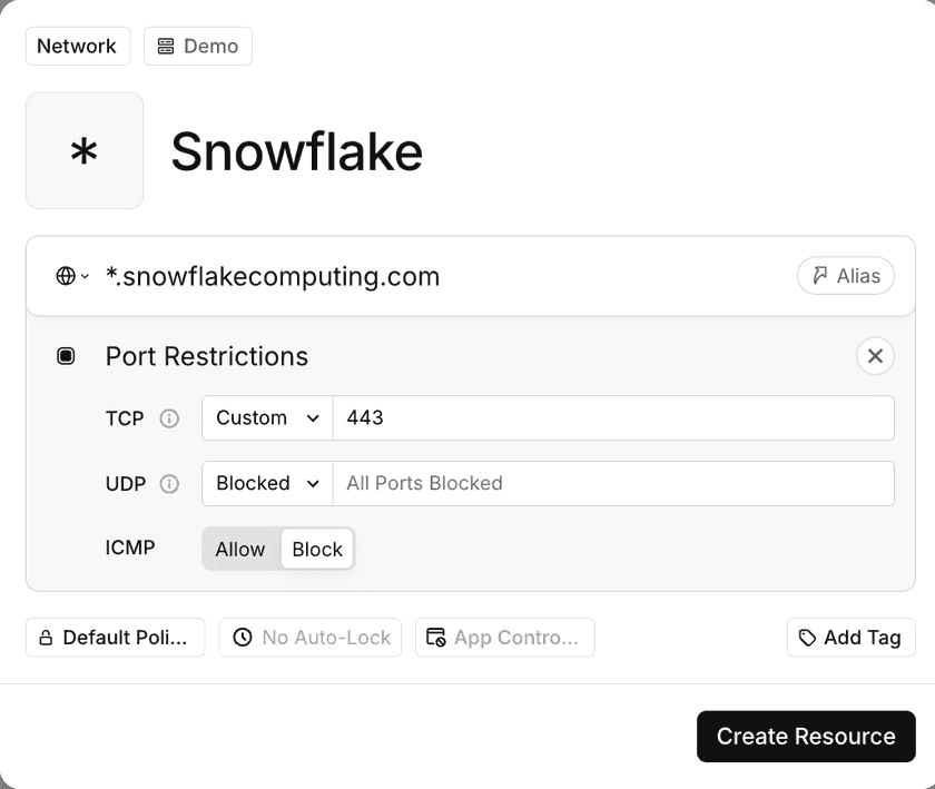 Twingate Resource for Snowflake Resource