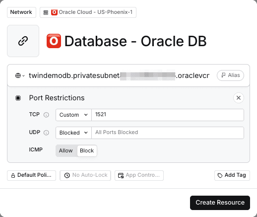 Twingate Resource for Oracle Database
