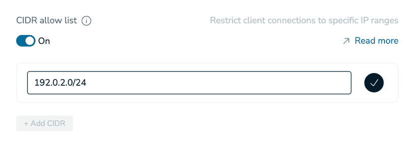 Redis Cloud CIDR Allow List