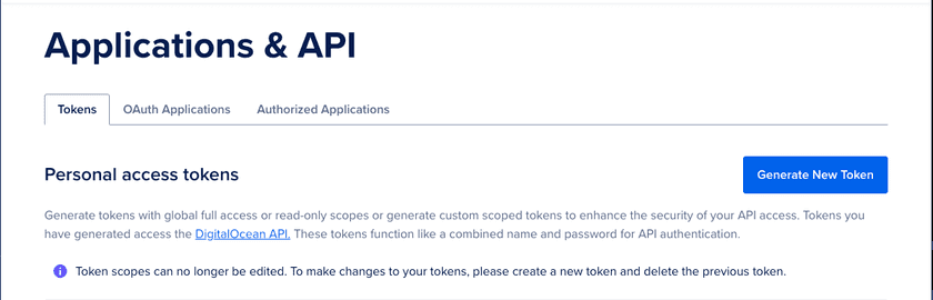 Generate New Token Button