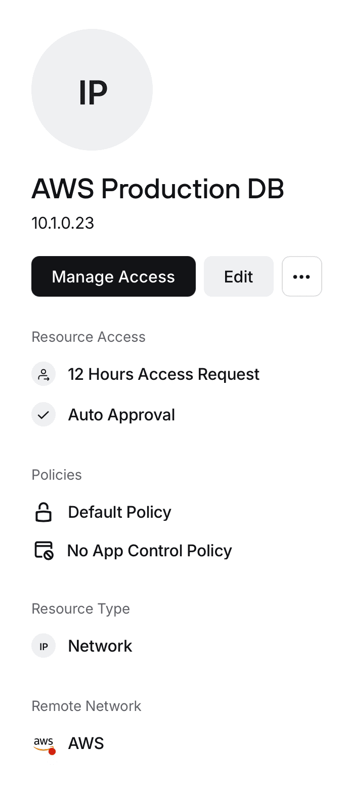 A Resource detail page showing JIT access configured for 12-hour access periods with auto-approval