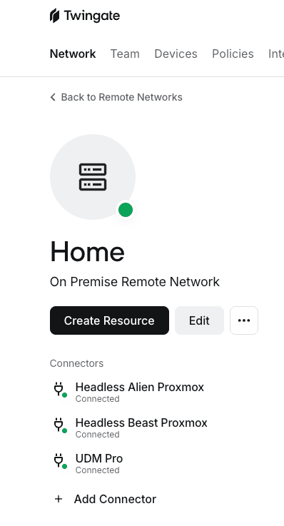 Selected Network Screen