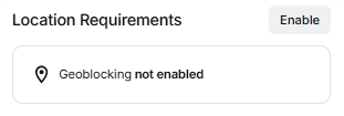 A Resource Policy page with the Location Requirements enable button