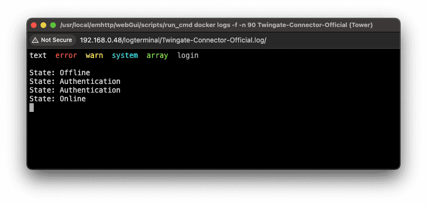 Successful Log Output