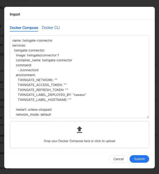 Configuration Import Screen