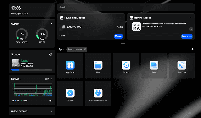ZimaOS Web UI