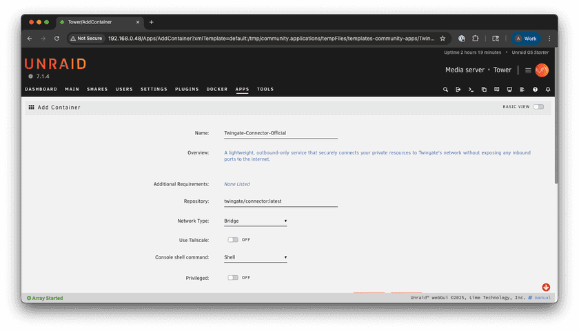 Configuration Form 1