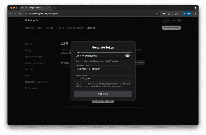 API Token Permissions