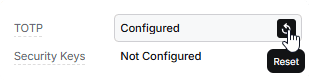 The user detail page showing options to reset or delete MFA methods