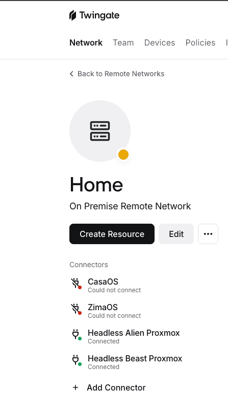 Selected Network Screen